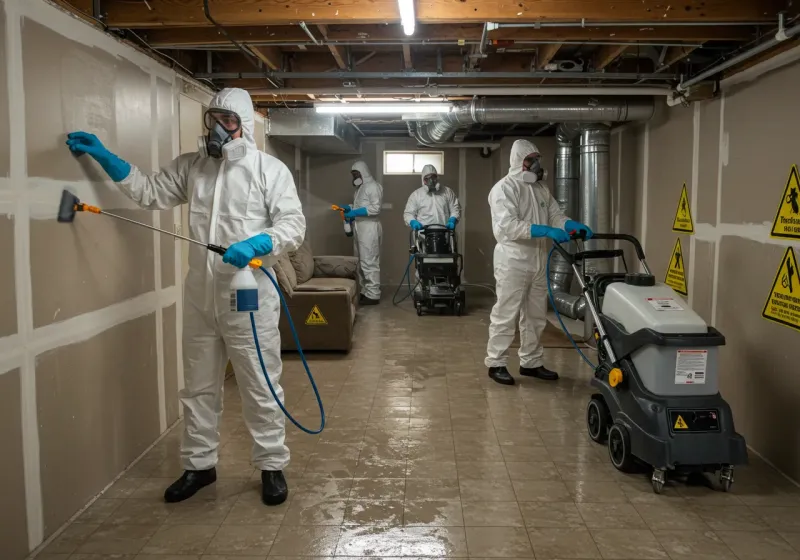 Basement Moisture Removal and Structural Drying process in Millersport, OH